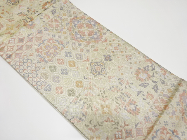 佐賀錦　色紙に華紋・花・古典柄織り出し袋帯